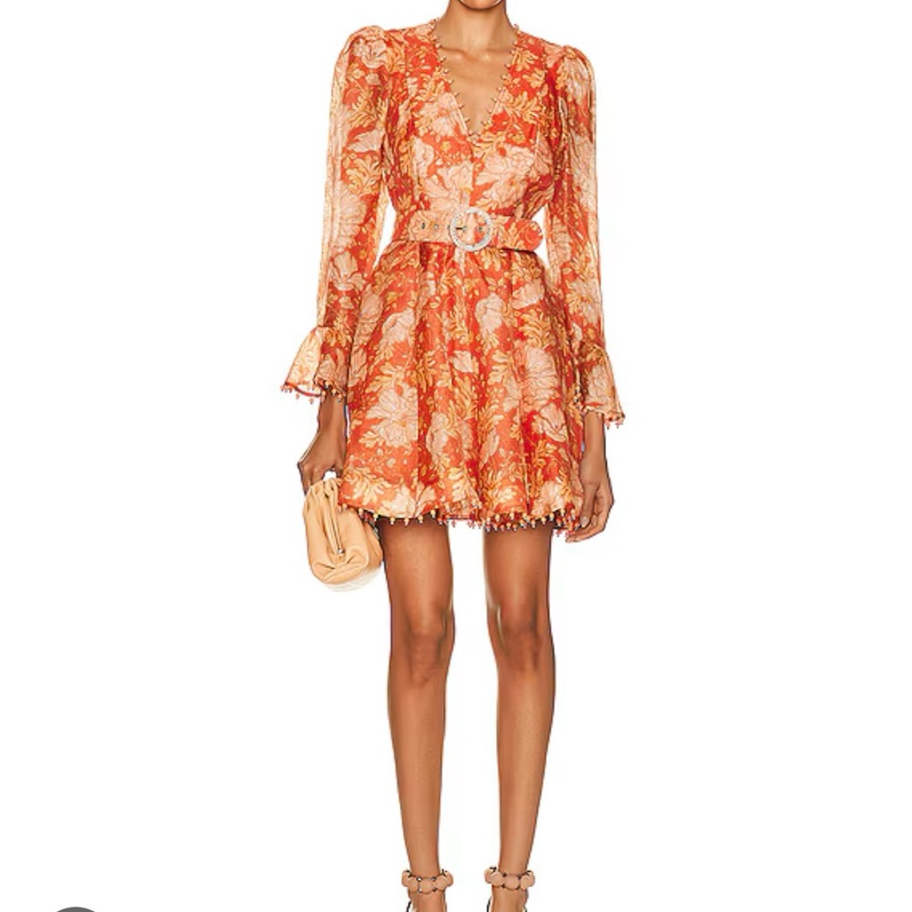 Zimmermann Orange Floral Mini Dress